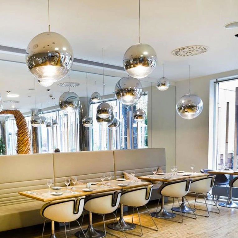 Selene Orb Glass Pendant Light Silver and Clear Spheres