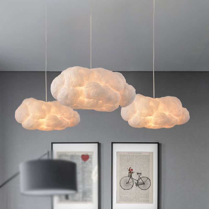 CirrusGlow Cloud LED Pendant Light In White PVC Cotton