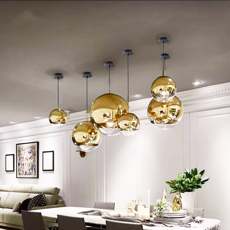 Selene Orb Glass Pendant Light Silver and Clear Spheres