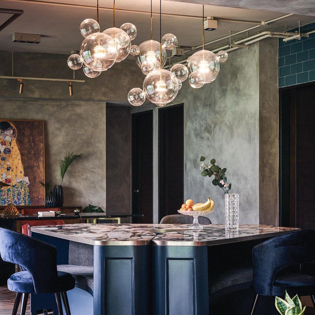 נברשת זכוכית כדור שלג נורדית עם כדורים מט או שקופים