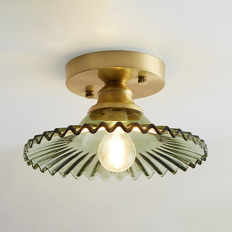 EmeraldRidge Semi-Flush Ceiling Light with Ribbed Shade