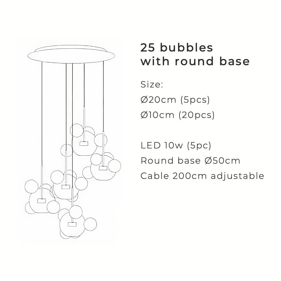 נברשת זכוכית כדור שלג נורדית עם כדורים מט או שקופים