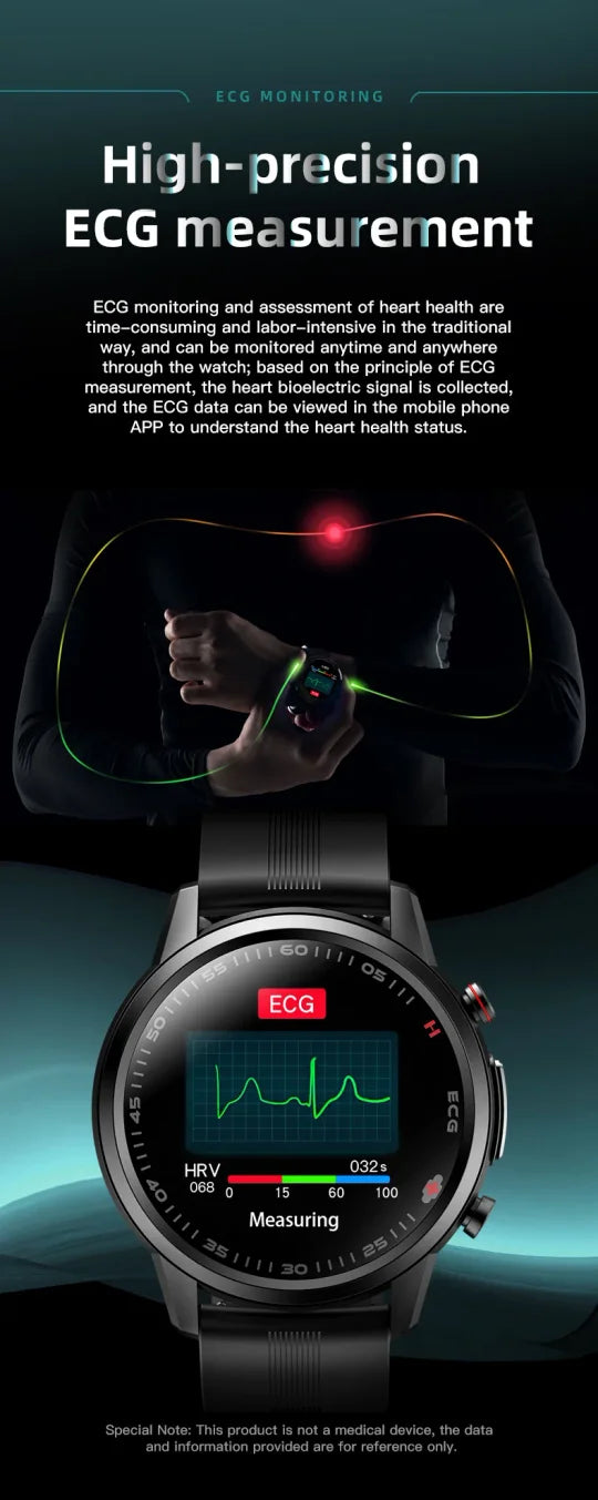 Glucera Watch 1.45 Inch Smartwatch With Non Invasive Blood Glucose Monitoring, NFC Payments And Real Time Phone Data Sync