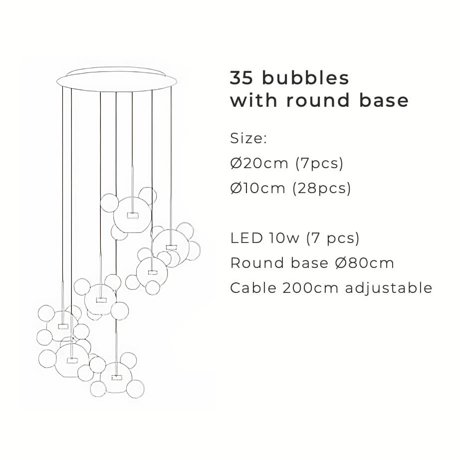נברשת זכוכית כדור שלג נורדית עם כדורים מט או שקופים