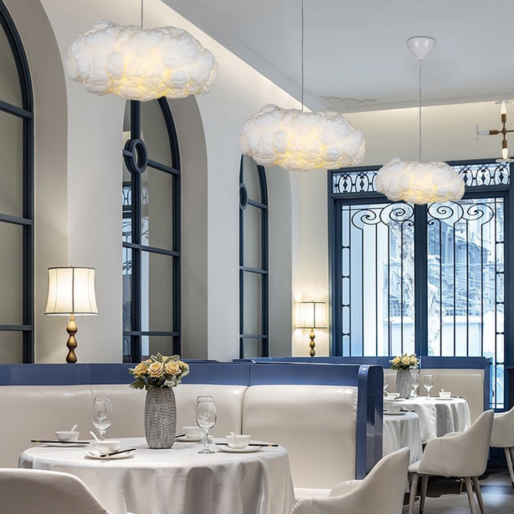 CirrusGlow Cloud LED Pendant Light In White PVC Cotton