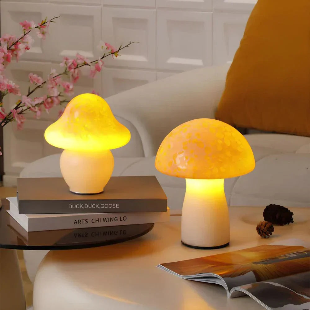 Fenlo | Vintage Dimmable Glass Mushroom Table Lamp
