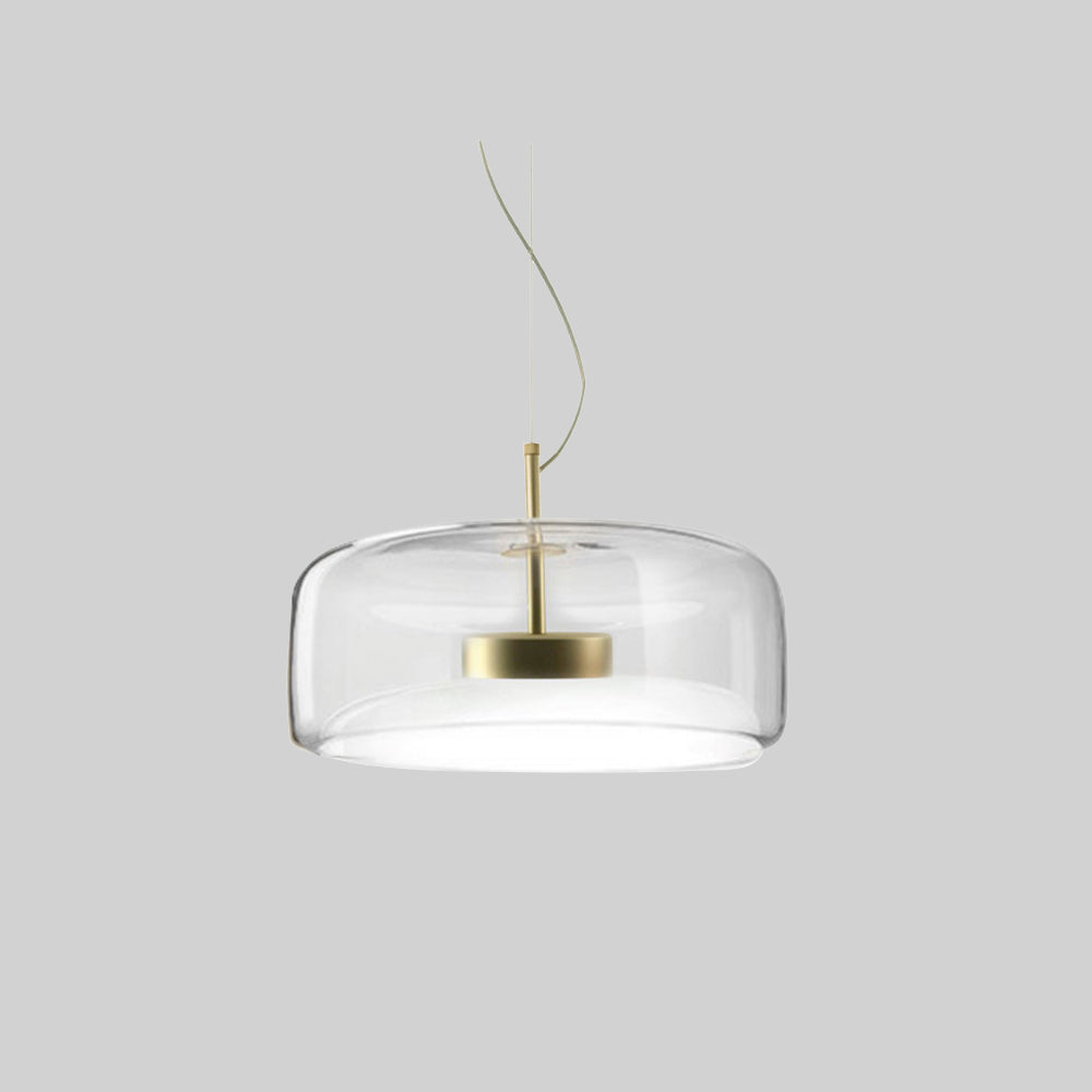 Aurora Retro LED Pendant Light in Gold Metal Amber Glass