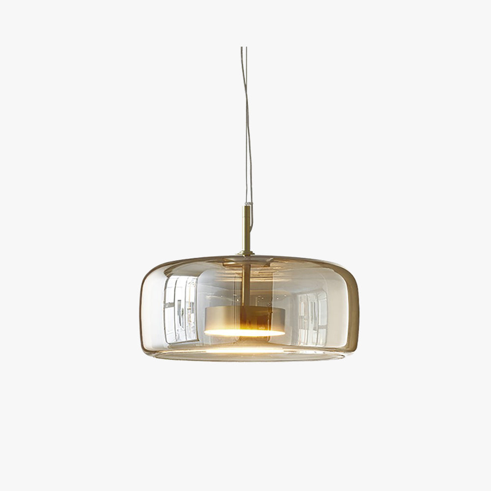 Aurora Retro LED Pendant Light in Gold Metal Amber Glass