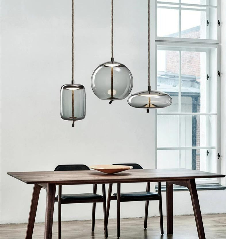 Scandinavian Rope And Glass Pendant Lights