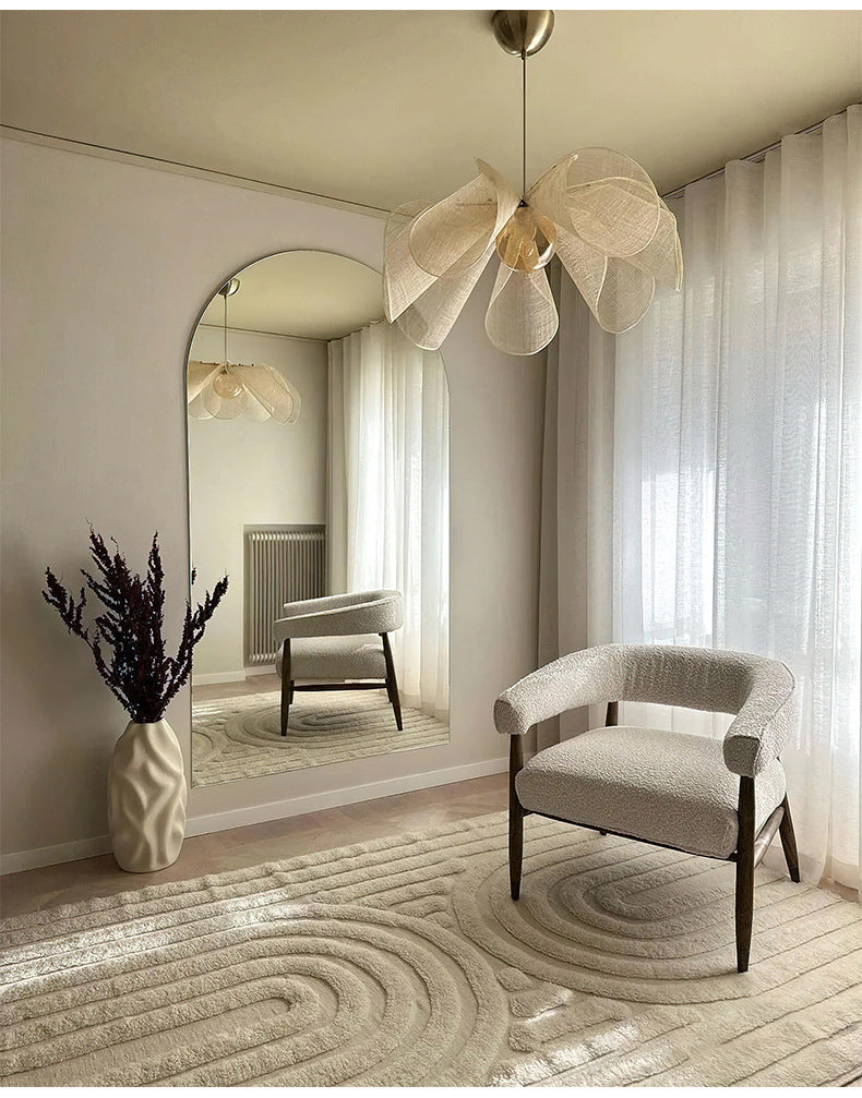 Japandi Flower Lamp - Elegant Fabric Pendant Light with E27 LED Bulb