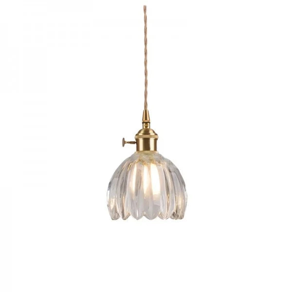 Japanese Retro Glass Pendant Lamp - Elegant Floral Design with E27 Socket
