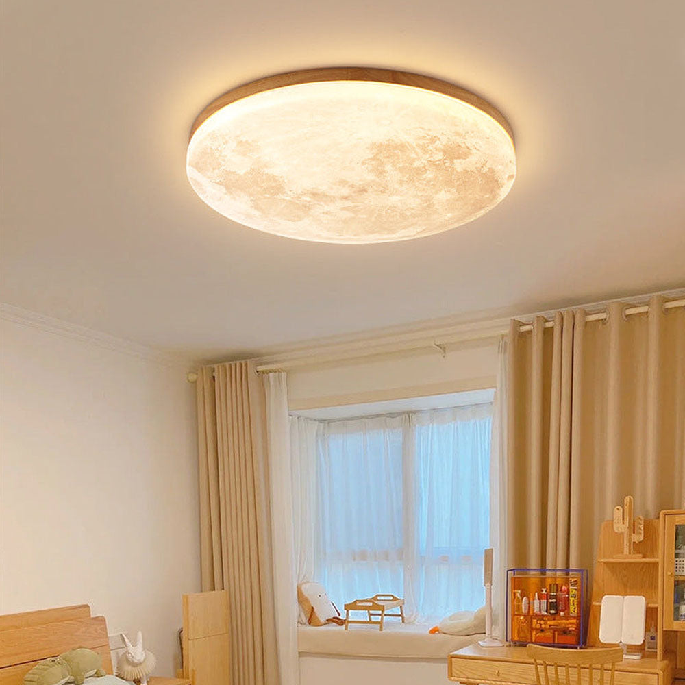 Lampada da soffitto LED Minimalista a forma di Luna – Design moderno in legno e acrilico