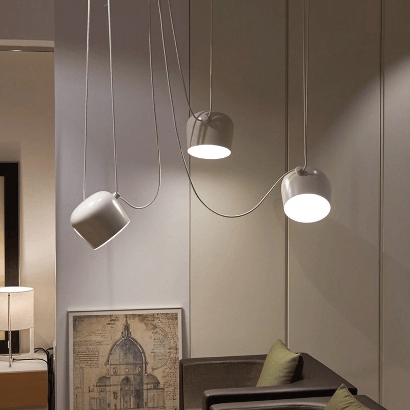 NovaDrum Pendant Light With Cable-Driven Bulb Fixture