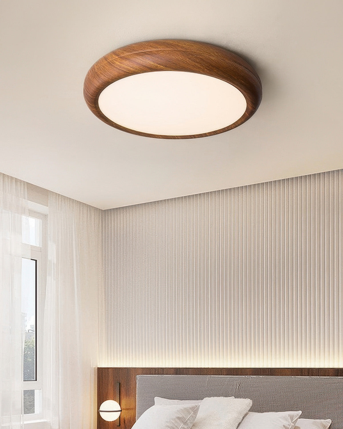 Walnut Modern Ceiling Lamp With Full Spectrum Lighting