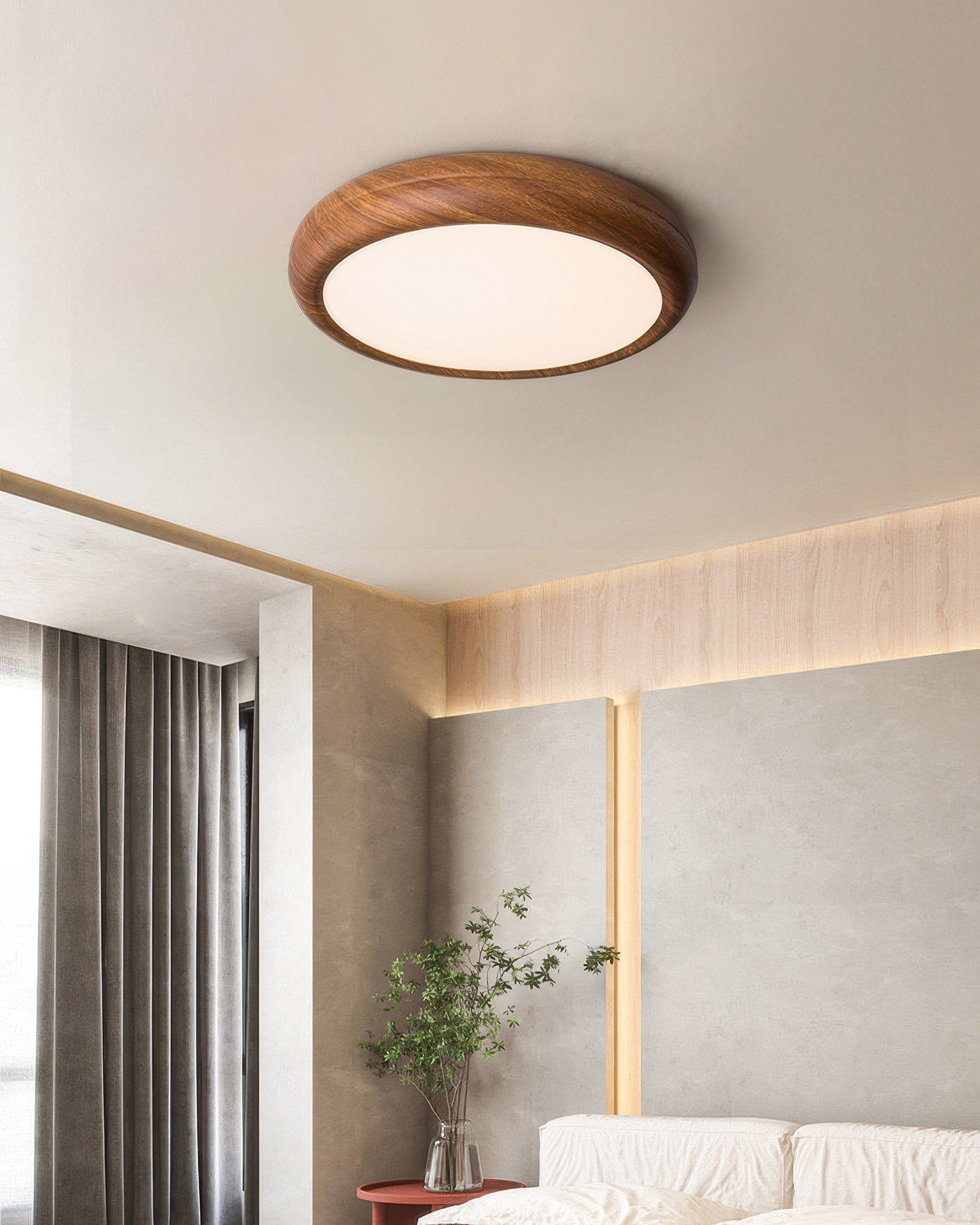 Walnut Modern Ceiling Lamp With Full Spectrum Lighting