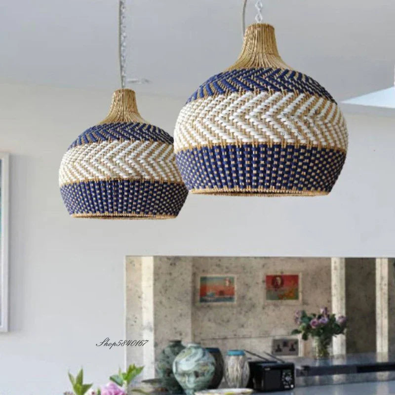 Lyrena | Rattan Pendant Light with Herringbone Weave