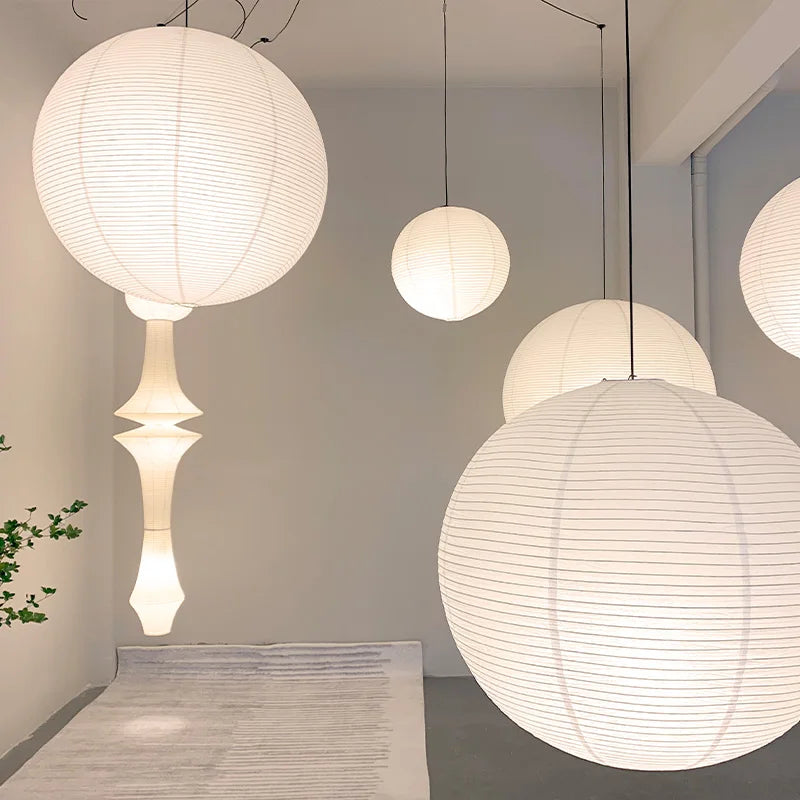 Parisian Paper Balloon Pendant Lights With Warm Glow