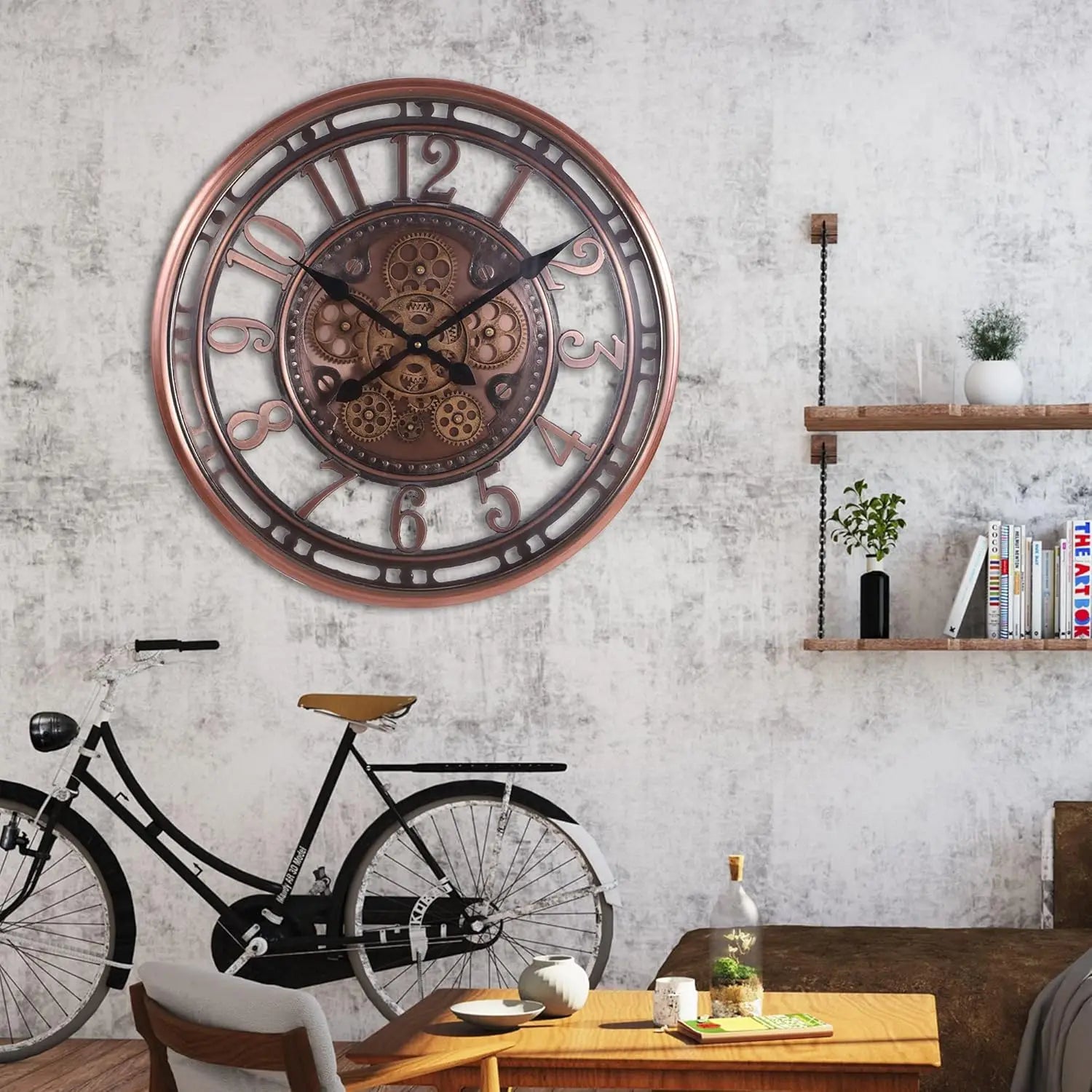 Cupronix Office Wall Clock with Antique Copper Finish
