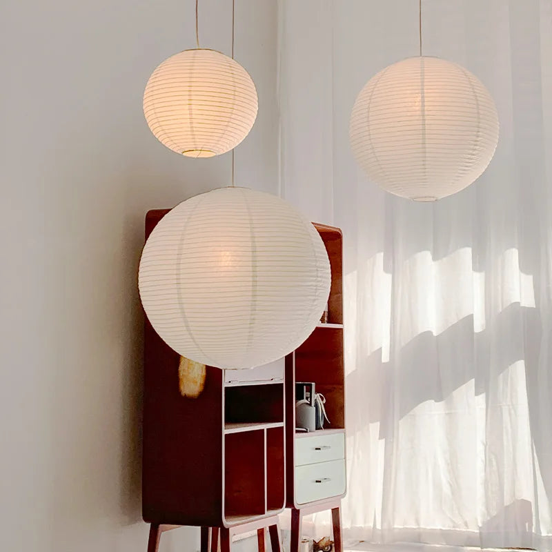 Parisian Paper Balloon Pendant Lights With Warm Glow