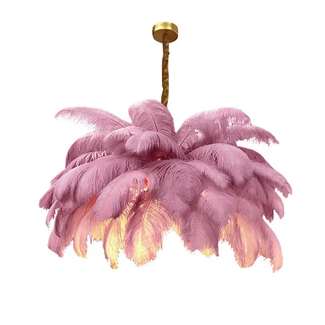 Ostrich Feather Pendant Chandelier Handcrafted Modern Light