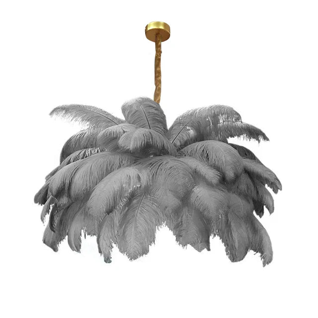 Ostrich Feather Pendant Chandelier Handcrafted Modern Light