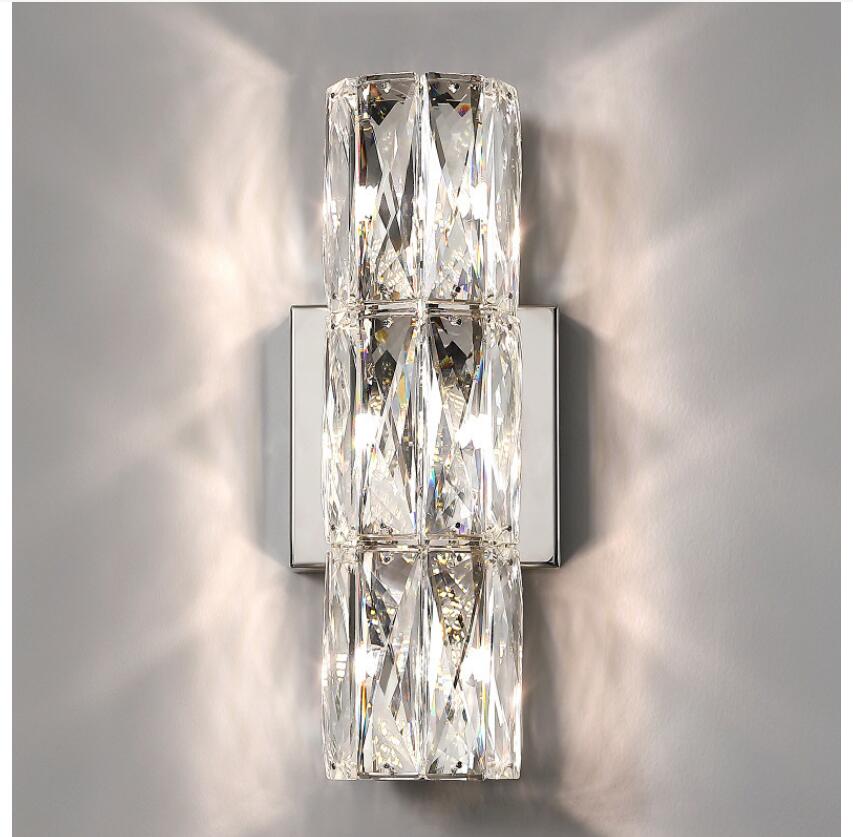 LustrePeak Crystal Wall Light Stainless Steel Base
