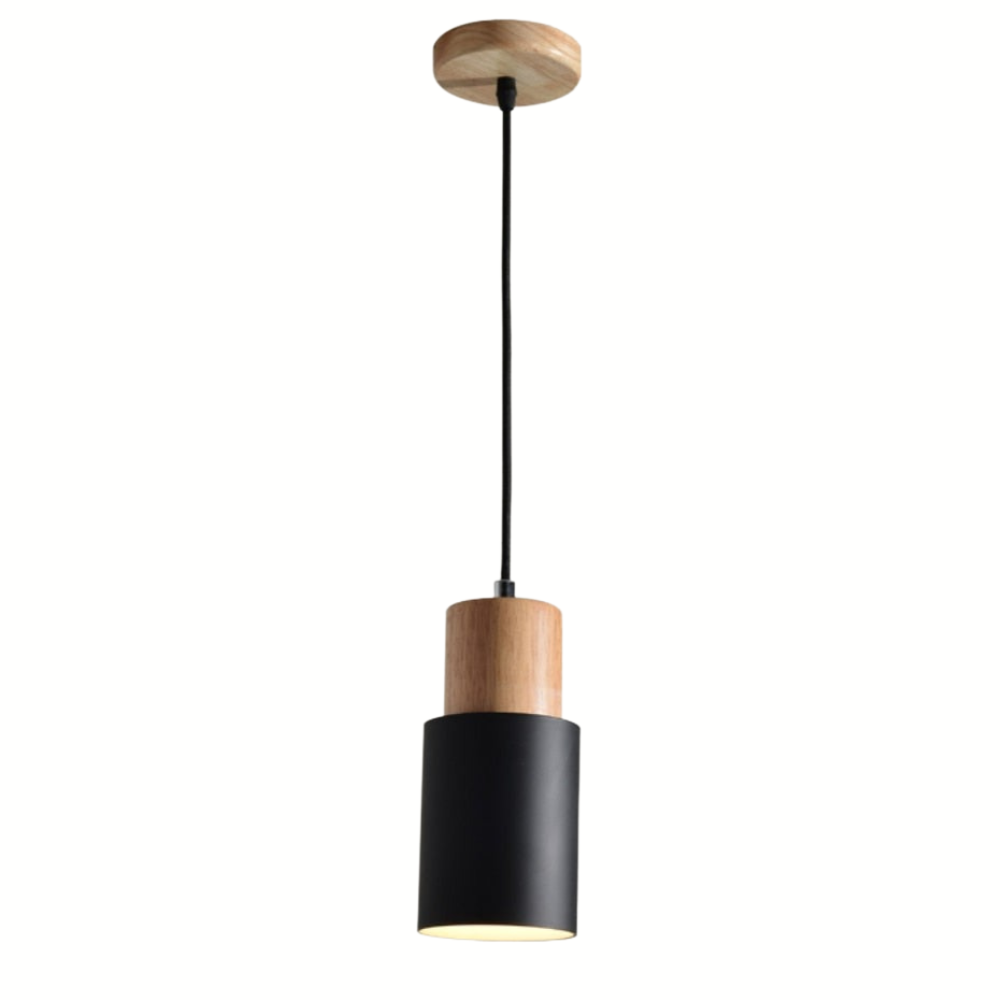 Lampada a sospensione nordica colorata Lumiya con base in legno