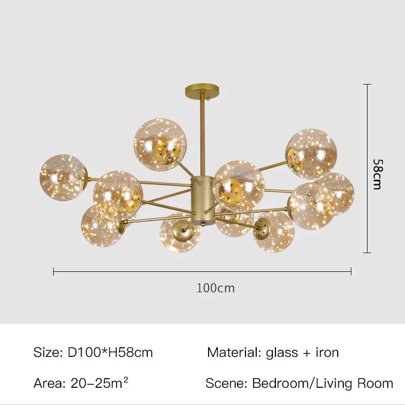 AuroraSphere Glass Orb Chandelier for Modern Living Rooms