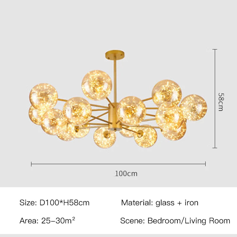 AuroraSphere Glass Orb Chandelier for Modern Living Rooms