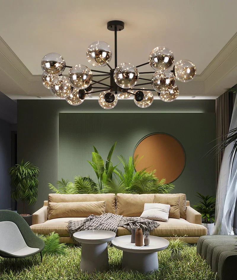 AuroraSphere Glass Orb Chandelier for Modern Living Rooms