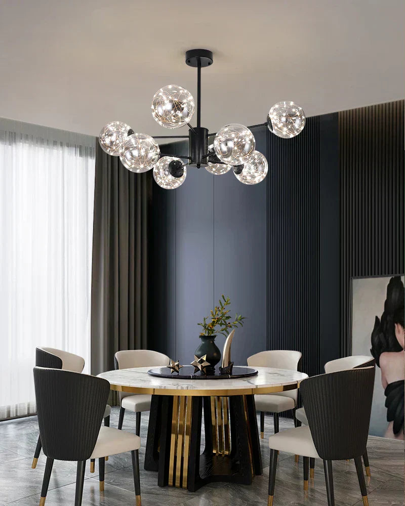 AuroraSphere Glass Orb Chandelier for Modern Living Rooms