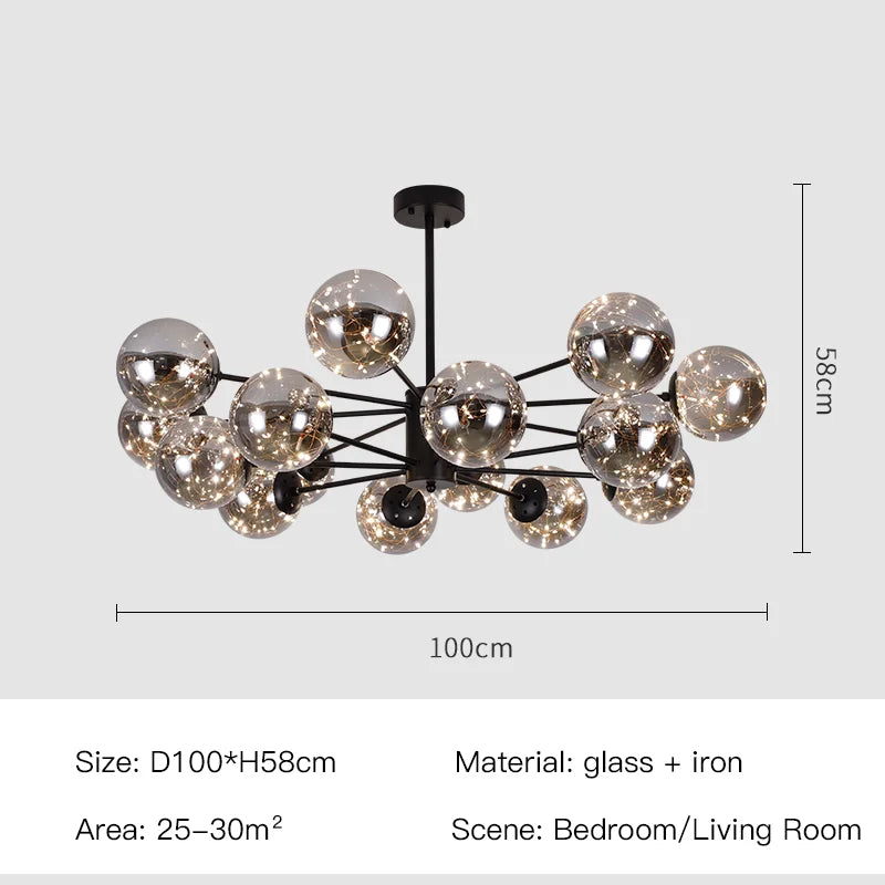 AuroraSphere Glass Orb Chandelier for Modern Living Rooms