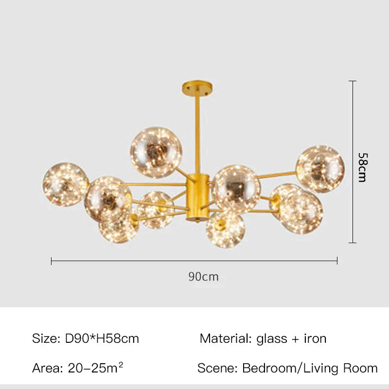 AuroraSphere Glass Orb Chandelier for Modern Living Rooms