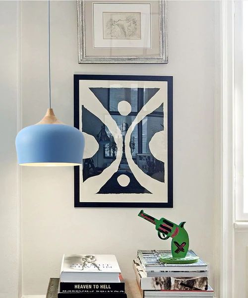 Soft Pastel Metal and Wood Pendant Lights