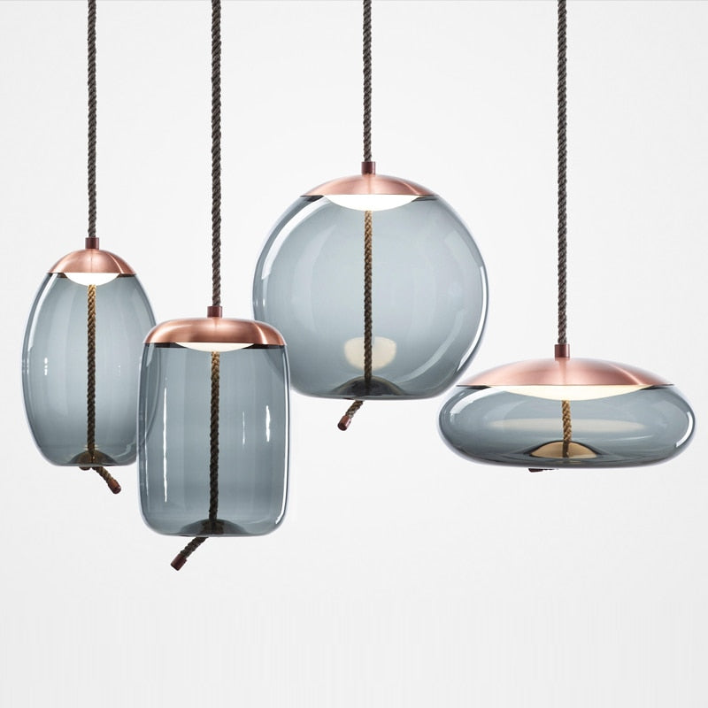 Scandinavian Rope And Glass Pendant Lights