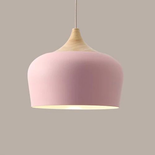Soft Pastel Metal and Wood Pendant Lights