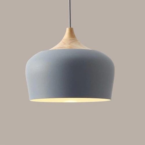Soft Pastel Metal and Wood Pendant Lights