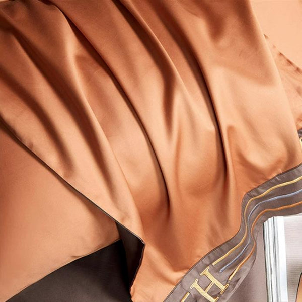 LumaLux Satin Cotton Embroidered Bedding Set 4 Piece