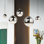 Selene Orb Glass Pendant Light Silver and Clear Spheres