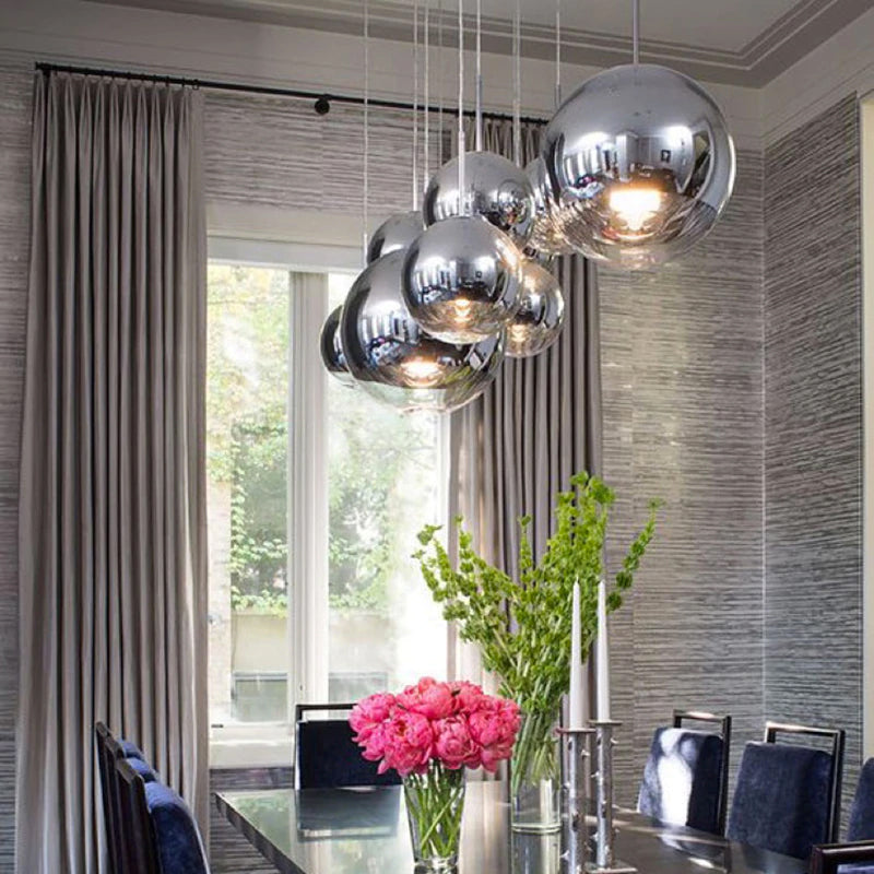 Selene Orb Glass Pendant Light Silver and Clear Spheres