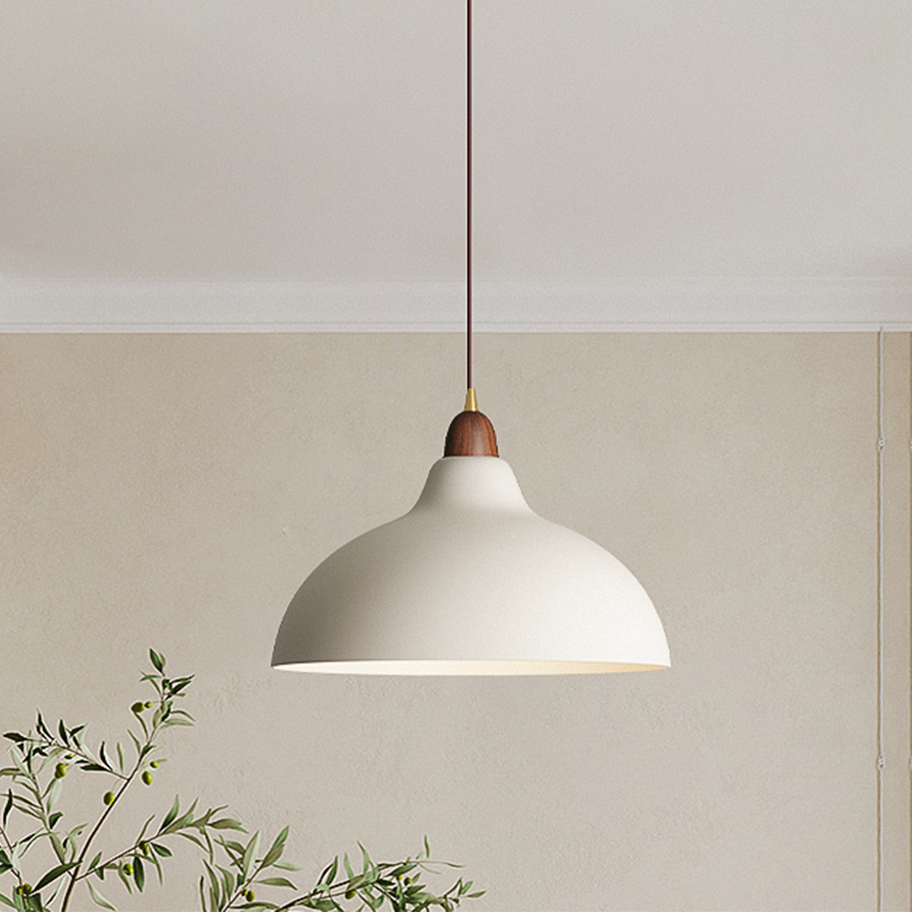 Liora Nordic Wood And White Painted Metal Pendant Light