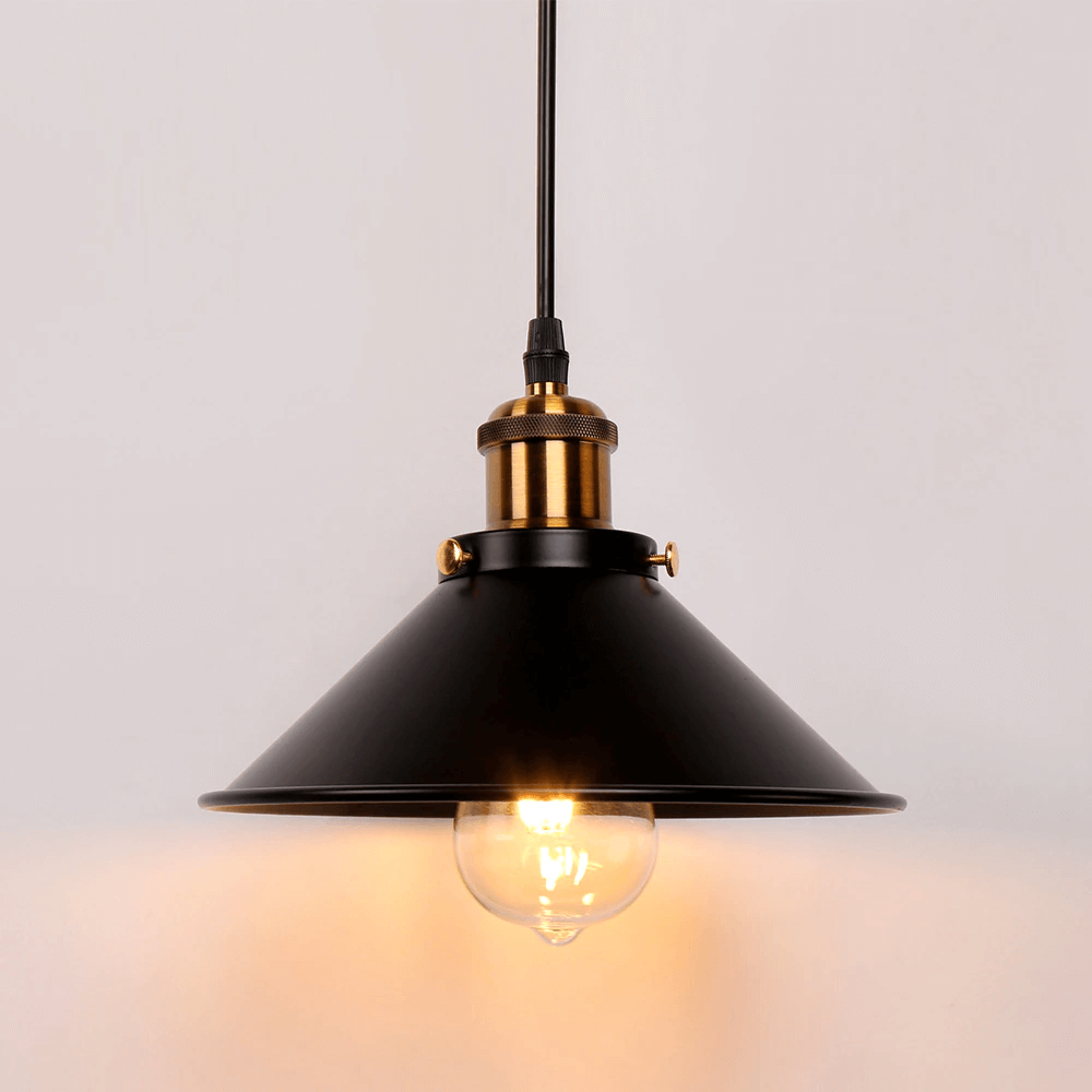 Astra Brass Cone Pendant Light In Vintage Industrial Style