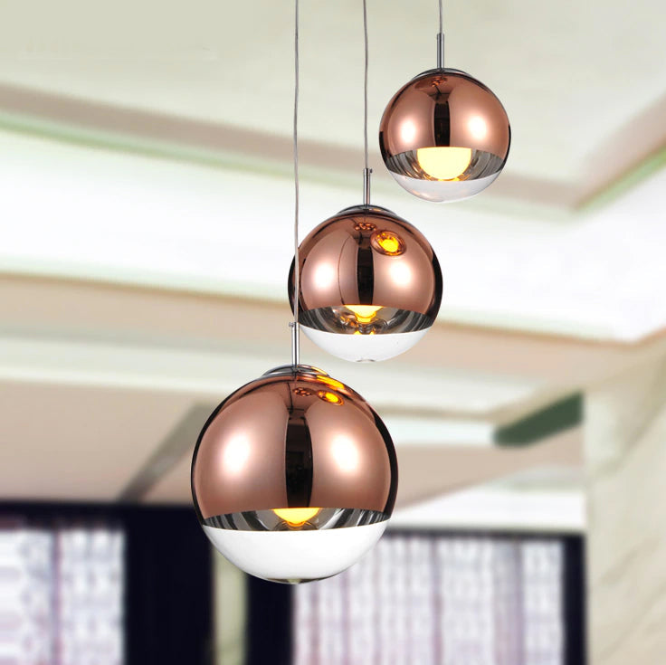 Selene Orb Glass Pendant Light Silver and Clear Spheres