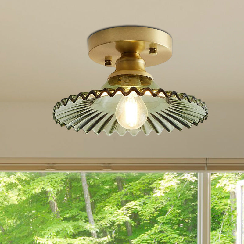Lampada da soffitto semi-incassata EmeraldRidge con paralume rigato