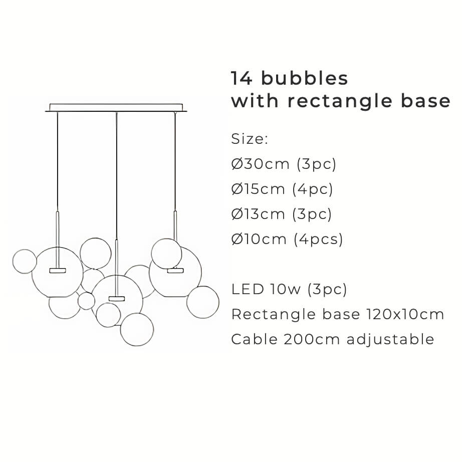 Nordisk snöbollsglasljuskrona med matta eller klara klot