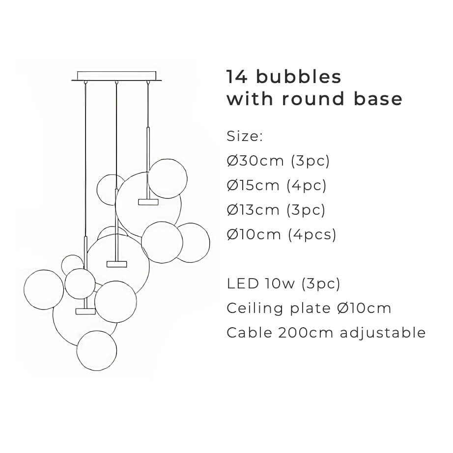 Nordisk snöbollsglasljuskrona med matta eller klara klot