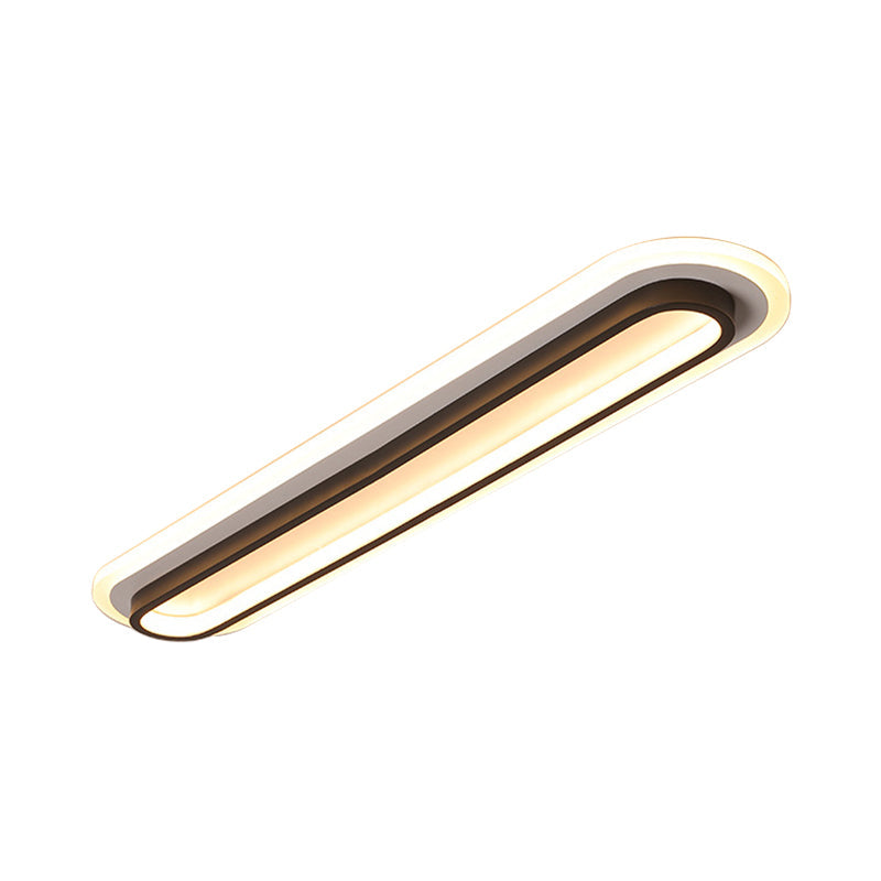 מנורת תקרה LED אובלית שחור/לבן עם מפזר אקרילי