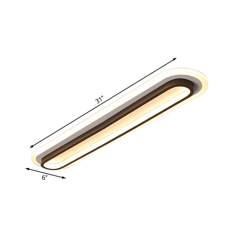 מנורת תקרה LED אובלית שחור/לבן עם מפזר אקרילי