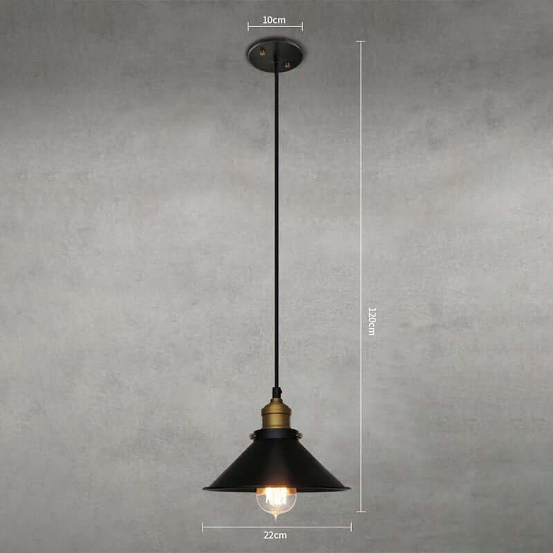 Astra Brass Cone Pendant Light In Vintage Industrial Style