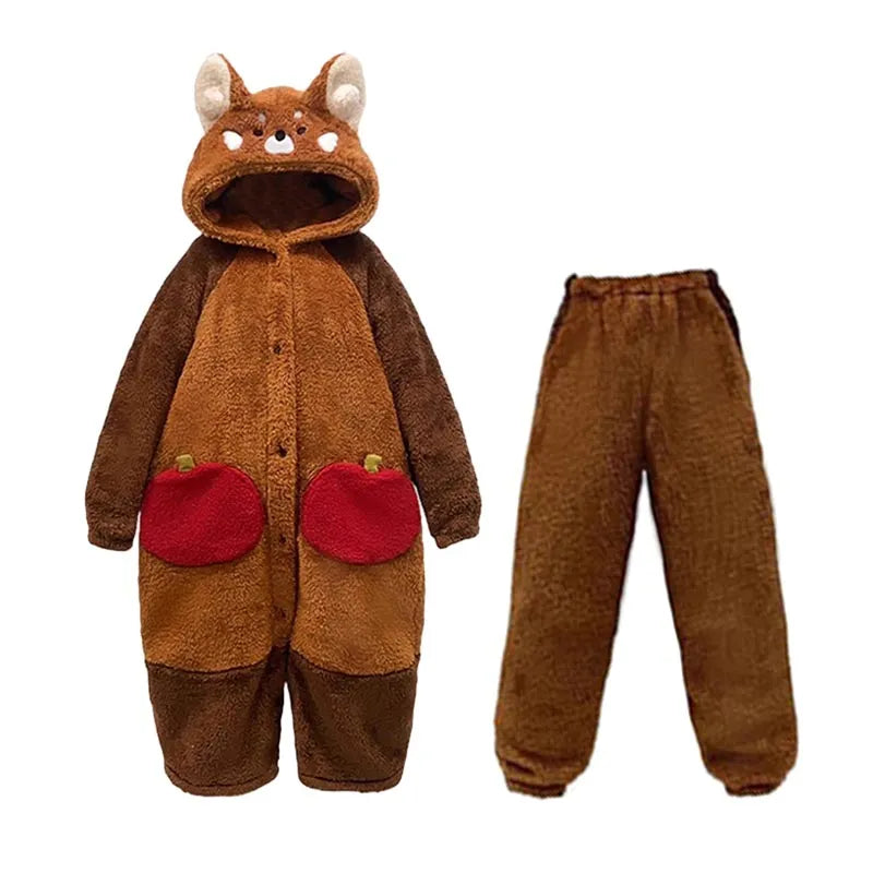 Kawaii Red Panda Pajama Set For Cozy Cartoon Sleepwear